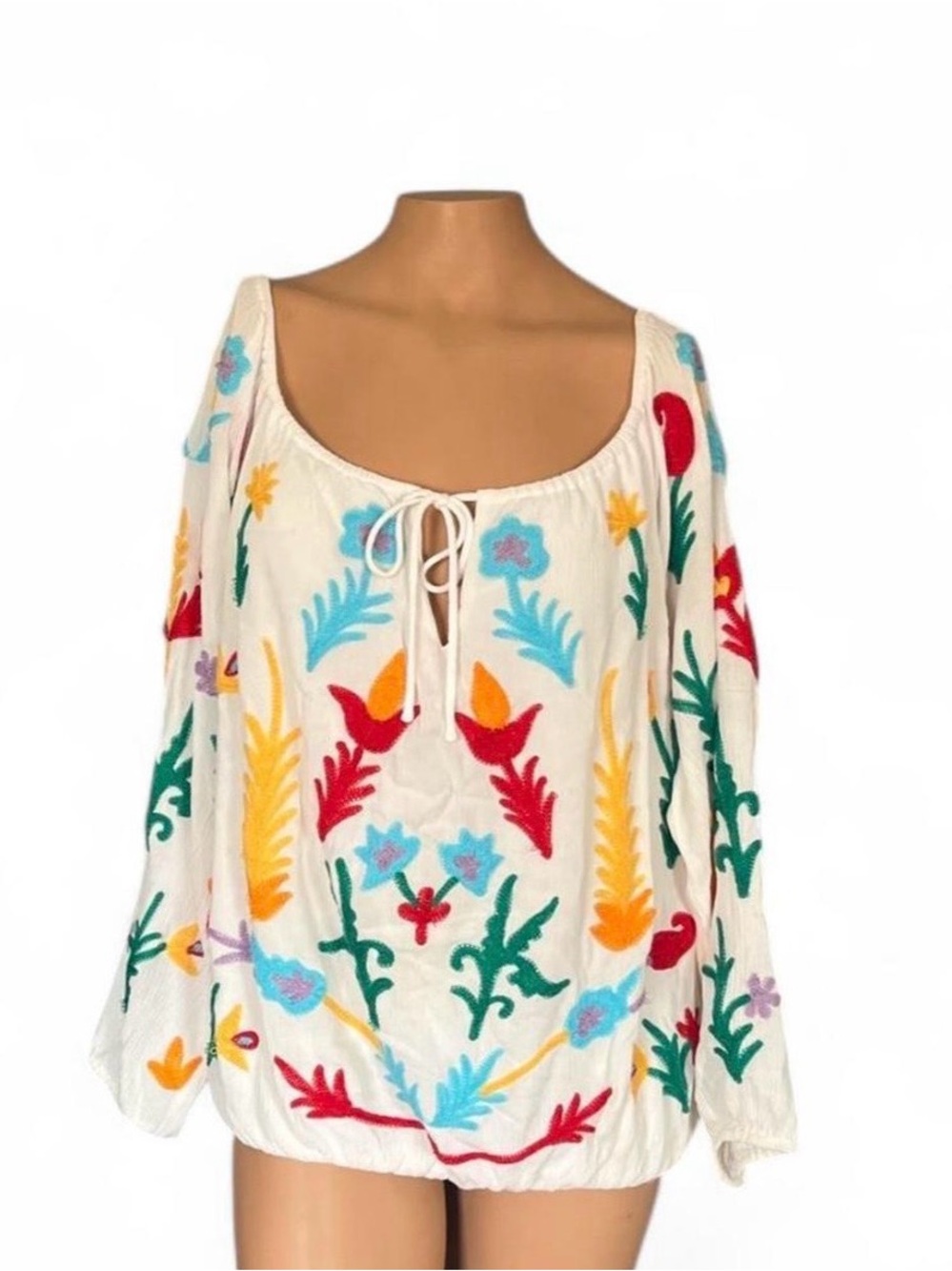 Chelsea & Theodore Embroidered Boho Peasant Blouse